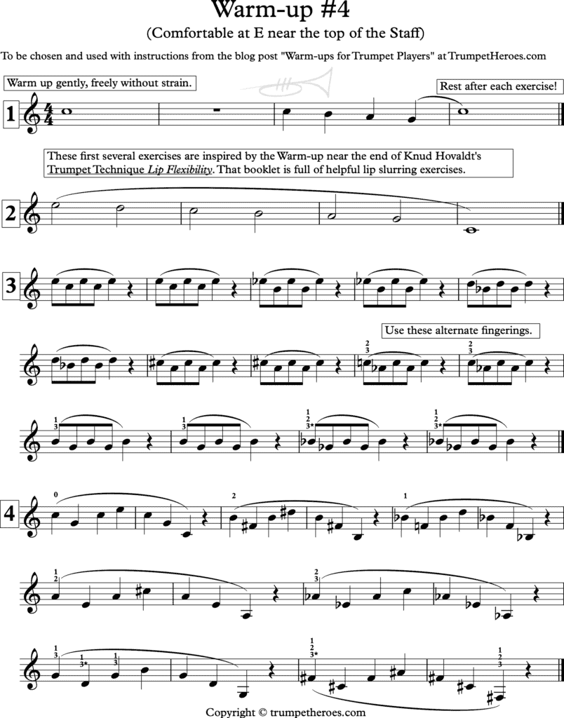 Trumpet Warm Up #4 - Page 1 of 3 - Trumpet Heroes - Jim Howie